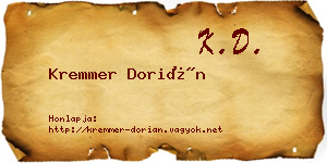 Kremmer Dorián névjegykártya